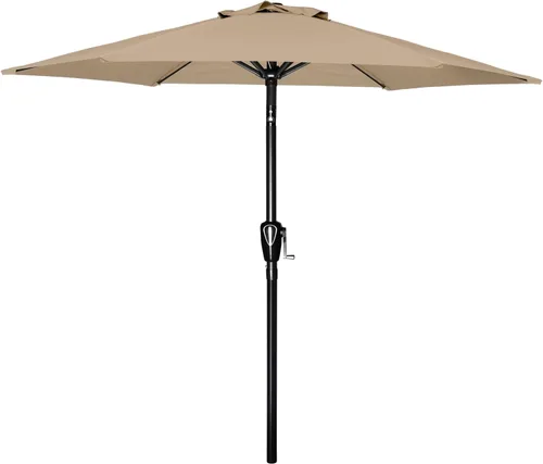 Vista 10 de Simple Deluxe - Paraguas de 9 pies para patio al aire libre, mesa de mercado, para jardín con botón de inclinación y manivela Beige