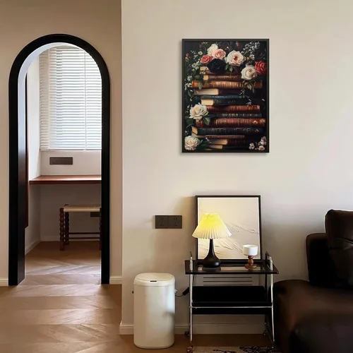 Vista 6 de Pósteres de Lienzo de Libros de Academia Oscura Carteles de Arte de Pared Botánico Floral de Ambiente Sombrío Pintura al Aceite Vintage Antigua