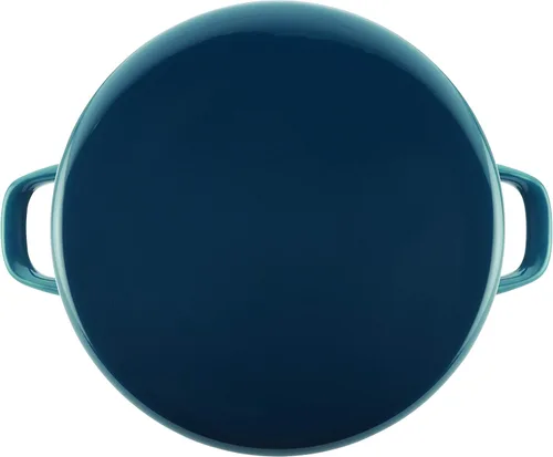 Vista 3 de Rachael Ray olla de acero esmaltado de 12 qt con tapa, color naranja degradé., 12, Marine Blue