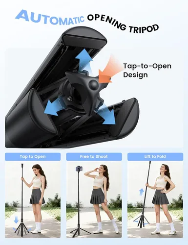 Vista 2 de Lamicall Trípode de 65" para iPhone 0.77lb Selfie Stick con control remoto Negro