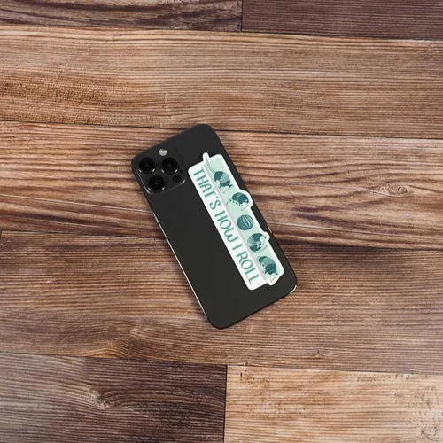 Vista 4 de Calcomanía de Armadillo con texto en inglés «That's How I Roll» para Hydroflask, lindos animales para vasos de bebida, adorables y divertidas
