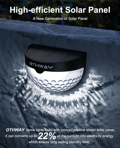 Vista 3 de Luces solares para cercas OTHWAY. Soporte de pared. Iluminación decorativa de cubierta, GY-L6-4Black, 0.26watts, 2.00 volts