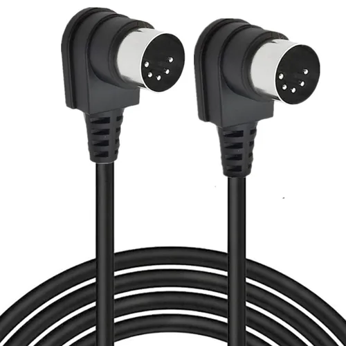 Vista 6 de Cable DIN MIDI de 5 pines de ángulo de 90 grados, doble de ángulo recto de 90 grados DIN de 5 pines macho a macho, cable de audio MIDI