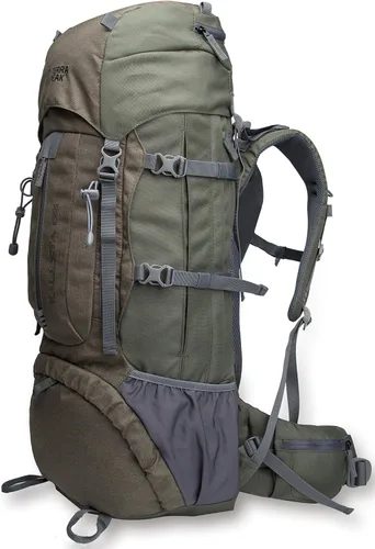Vista 3 de Mochila de senderismo ajustable 55L65L85L+20L para hombres y mujeres