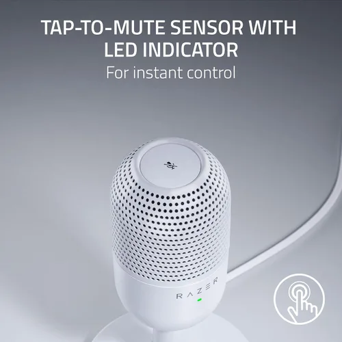 Vista 4 de Razer Seiren V3 Mini micrófono USB: micrófono condensador supercardioide, sensor de toque para silenciar con indicador LED, amortiguador