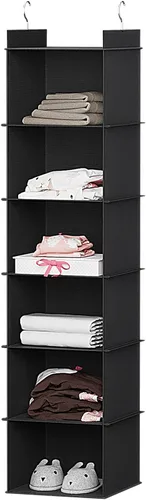 Vista 6 de YOUDENOVA Organizador colgante de armario, 4 estantes colgantes para armario, color beige