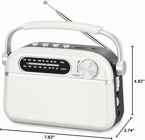 Vista 7 de PRUNUS J-130 Radio portátil AM FM, para papá y mamá, alimentación de CA, funciona con baterías/radio recargable para uso de emergencia, radios