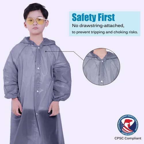 Vista 21 de Chaqueta de lluvia para niños, paquete de 2 ponchos de lluvia para niños, impermeables reutilizables para niños y niñas, impermeable, para exteriores