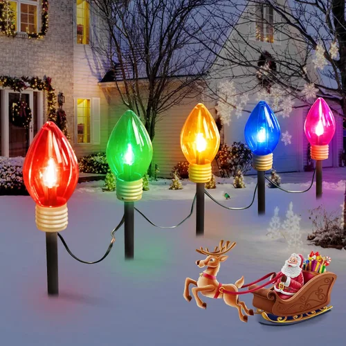 Vista 11 de Strawberry Jumbo C9 Luces de Camino de Navidad para Exteriores - 8.5 Pies 5 Luces LED C9 de Navidad, Luces C7 Cubiertas Jumbo Multicolor Luces