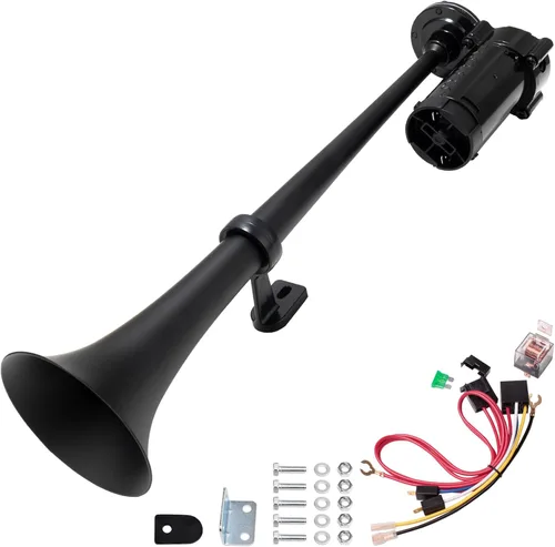 Vista 13 de FARBIN Kit de bocina de aire de 12 V, bocina de aire cromada para camión Plateado