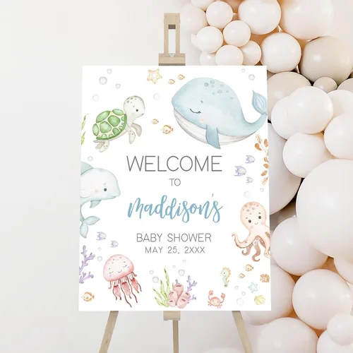 Vista 9 de Letrero de bienvenida para baby shower de primavera floral Baby in Bloom, personalizado