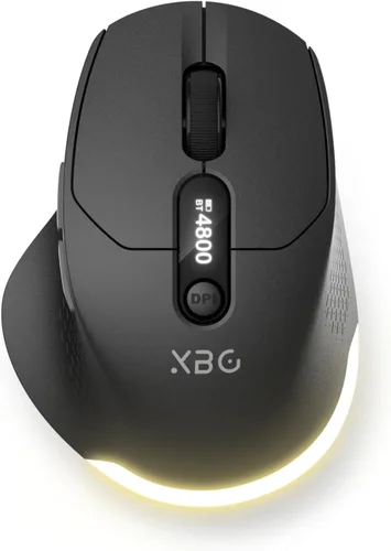 Vista 11 de XBG Ratón Bluetooth inalámbrico B15pro, Bluetooth 5.0/4.0 y 2.4G Tri-Mode, tipo C recargable con pantalla LED, clic silencioso ergonómico