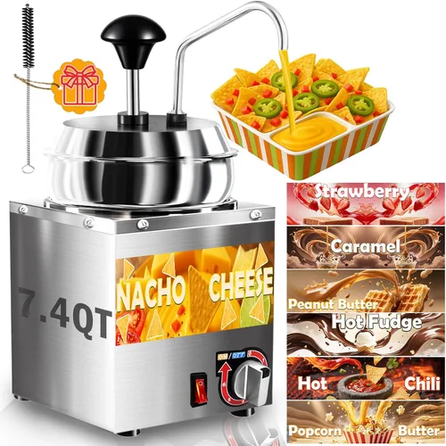 Vista 10 de Dispensador de queso nacho con bomba, calentador de queso Nacho de 2.8 cuartos de galón, calentador de acero inoxidable con ajuste de temperatura