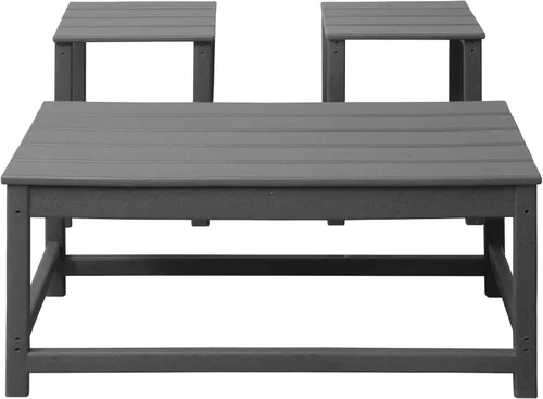 Vista 8 de WestinTrends Malibu - Juego de mesa auxiliar y café para silla Adirondack, 3 piezas, color gris