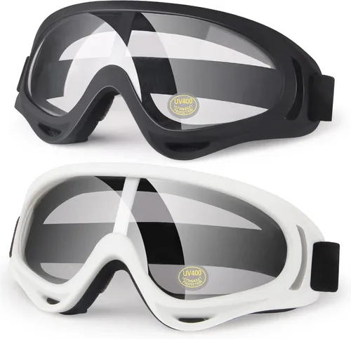 Vista 10 de Gafas de motocicleta para niños, 2 paquetes de gafas para cuatrimoto, motocross, esquí, gafas de carreras todoterreno para niños, gafas anti-UV, a