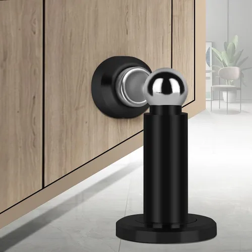 Vista 8 de Tope de puerta magnético de altura ajustable, tope magnético resistente, soporte de puerta de acero inoxidable 304 con montaje en pared y piso Negro