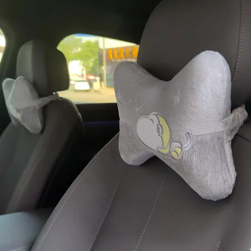 Vista 10 de Tianmei 2 piezas de espuma viscoelástica de color liso para reposacabezas de automóvil, asiento de vehículo, almohadilla de alivio de almohada Gris