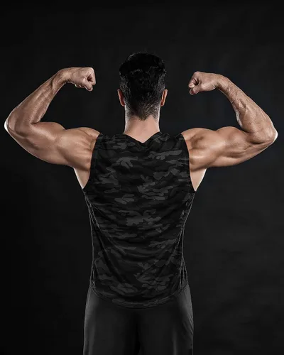 Vista 5 de DRSKIN Paquete de 4, 3 y 1 camisetas sin mangas para hombre, para entrenamiento, atlético, malla muscular, ajuste seco, gimnasio, entrenamiento