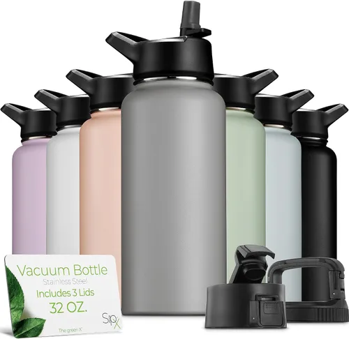Vista 35 de SIPX™ Botella de Agua Aislada de 18 oz con 3 Tapas – Acero Inoxidable a Prueba de Fugas, Triple Aislamiento – Frío 24 Horas/Caliente 12 Horas