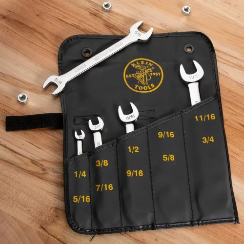 Vista 10 de Klein Tools 68450 Juego de llaves SAE de extremo abierto, 5 piezas con bolsa rodante