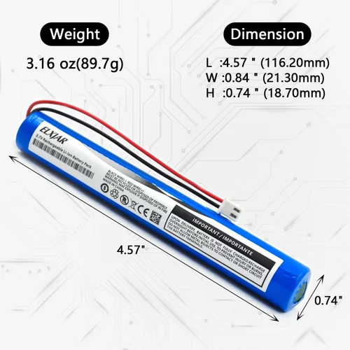 Vista 2 de Paquete de 2 baterías recargables de iones de litio de 3.7 V 4000 mAh con cable JST XH2.54/2P conector para juguetes electrónicos de bricolaje