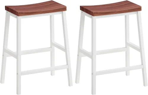 Vista 8 de HOOBRO Taburetes de bar, juego de 2 sillas de bar, taburetes de silla de montar de 23.6 pulgadas, taburetes de encimera de cocina con reposapiés