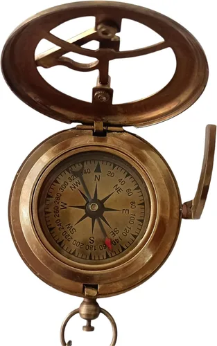 Vista 2 de Brújula con reloj de sol personalizado con estuche de cuero, regalo para hijo, regalo para mi hijo, regalo de mamá a hijo, regalo de papá a hijo