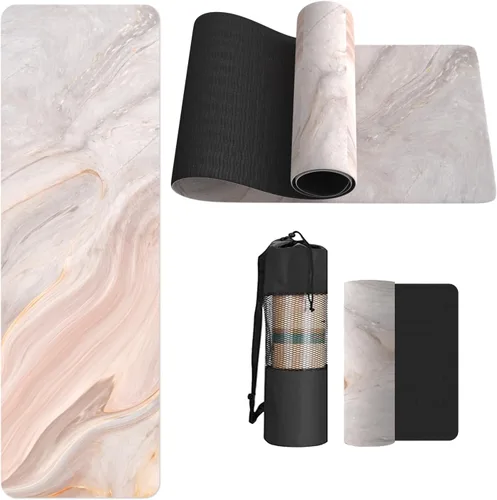 Vista 2 de FOLAI Esterilla de yoga extra gruesa de 6 mm - Esterilla de ejercicios antideslizante para HIIT, pilates y entrenamientos en casa con correa