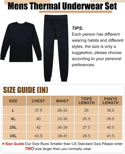 Vista 2 de Juego de 4 ropa interior térmica para hombre, suave, larga, de algodón, cálida, ropa interior térmica para hombre, para clima frío e invierno