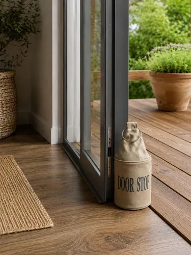 Vista 5 de Esschert Design USA LH118 - Tope de puerta de tela con anillo, color marrón