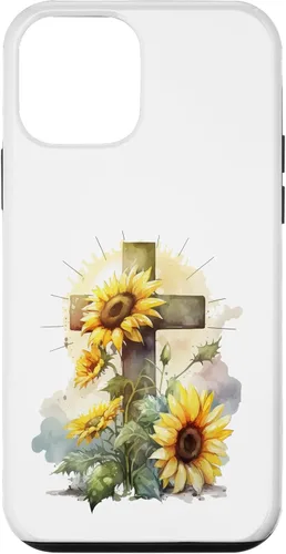 Vista 16 de Faith Christian Cross Watercolor Sunflower Flowers Case for iPhone 17