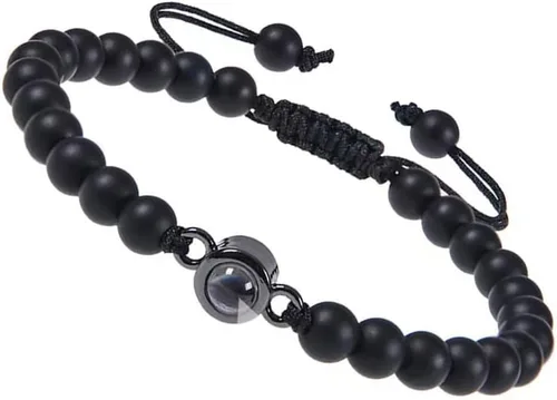 Vista 13 de Elegante pulsera de proyección de cristales que muestra I Loves You en 100 idiomas, gran regalo para amantes y parejas de uso diario