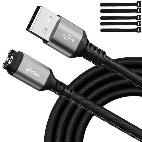 Vista 9 de Cable cargador de reloj Garmin en ángulo recto de 6 pies, paquete de 2 unidades, USB A de 90 grados a Garmin Cable adaptador de carga rápida