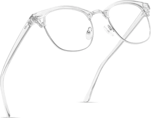 Vista 29 de Blue Light Blocking Glasses Anti Eyestrain Computer Gaming Glasses Vintage Half Frame UV Clear Lens for Women Men