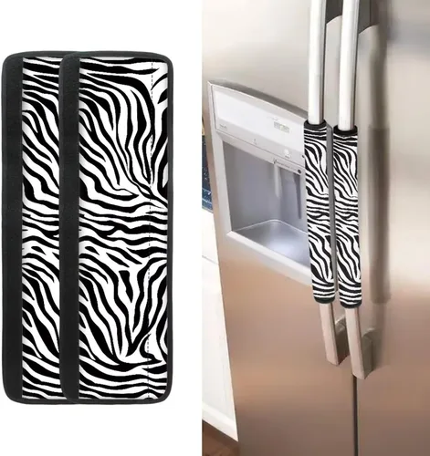 Vista 10 de Juego de 2 fundas para manija de puerta de refrigerador con estampado de copos de nieve de aguacate, protector de manija de puerta de cocina lavable