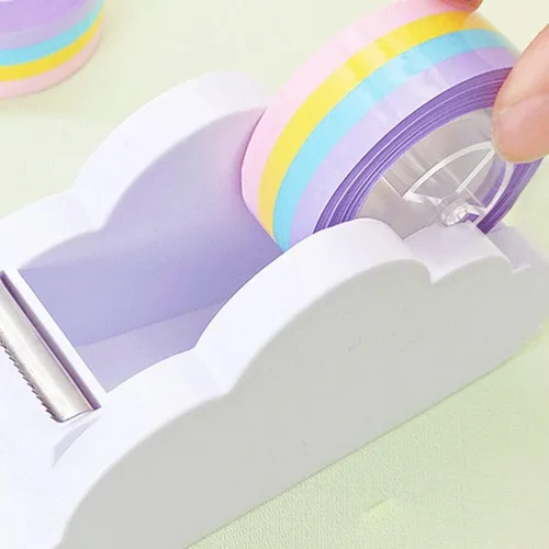 Vista 6 de Toddmomy 2 dispensadores de cinta de nube, dispensador de cinta de escritorio de dibujos animados con cinta arcoíris para niños y adultos