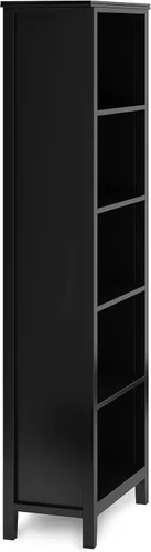 Vista 6 de SIMPLIHOME Estantería artesanal de madera maciza de 72 pulgadas de alto y 5 estantes en color negro, almacenamiento contemporáneo para sala