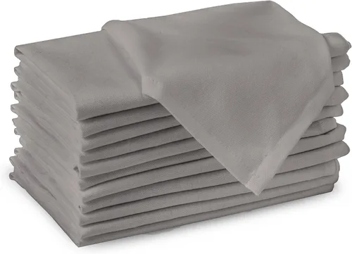Vista 30 de Encasa XO Juego de 12 servilletas de tela de cóctel Servilletas de mesa de algodón puro Tamaño (9 x 9 pulgadas) B gris sólido Lavable a