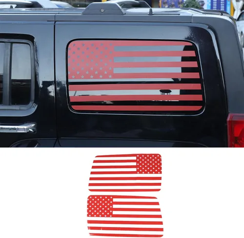 Vista 9 de Calcomanías de vinilo con la bandera estadounidense para ventana lateral trasera compatibles con Hummer H3 2005-2009, calcomanías precortadas