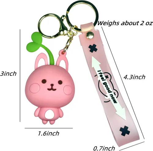 Vista 6 de Lindo llavero de dibujos animados de anime, llaveros de animales para mujer, llavero de bolsa de automóvil, llavero de regalo