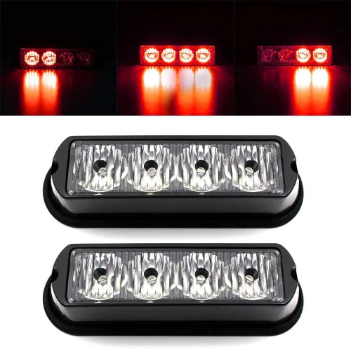 Vista 11 de FXC - 2 luces estroboscópicas intermitentes con 4 LED para montaje en superficie, para camión, automóvil, vehículo, luz de rejilla LED, baliza