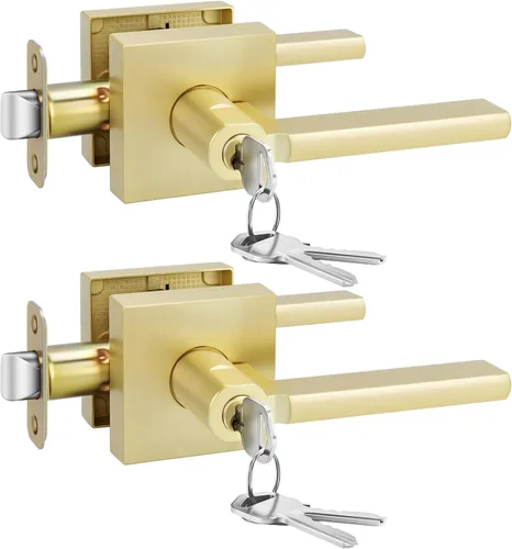 Vista 28 de Goldenwarm Manijas de puerta de oro cepillado para interiores, manijas