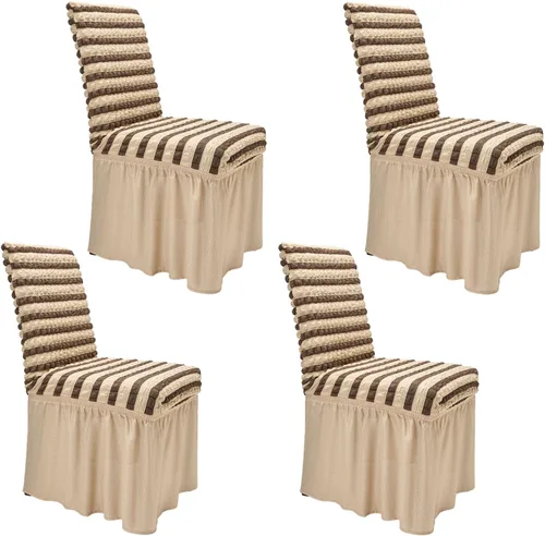 Vista 13 de NICEEC - Juego de 2 fundas para sillas de comedor de alta elasticidad, fundas removibles para sillas de comedor con falda, fundas protectoras