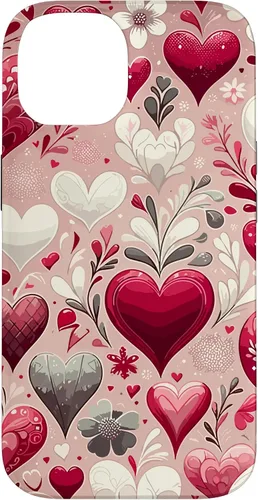 Vista 4 de Funda romántica para iPhone 11 Pro Max con corazones encantadores para el día de San Valentín