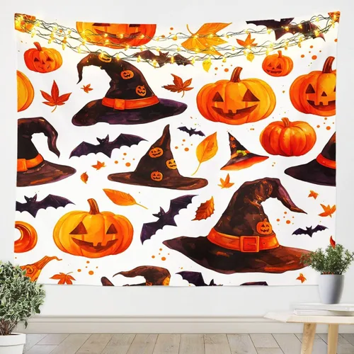 Vista 23 de Feelyou Halloween Wall Art for Bedroom Living Room Cartoon Ghost Tapestry Decoration for Kids Boys Girls Red Tapestry Wall Hanging Ghost Festival