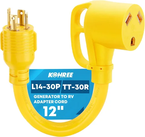 Vista 12 de Kohree Cable adaptador de generador NEMA 5-15P a L14-30R, adaptador de 3 clavijas a 4 clavijas, STW 10 AWG 12 pulgadas, generador macho de 15
