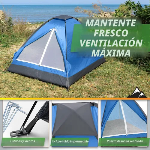 Vista 4 de 2 Person Camping Tent with Rain Fly and Carrying Bag - Lightweight Outdoor Pop Up Tents for Camping Essentials, Music Festivals, Backpacking