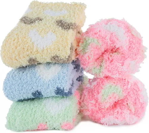 Vista 7 de Durio Calcetines para bebés y niñas, calcetines cálidos y mullidos, calcetines acogedores para niños, calcetines cálidos súper suaves atléticos