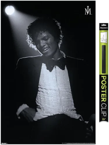 Vista 18 de Trends International Michael Jackson - Póster de pared Spotlight, 22.4 pulgadas de largo x 14.7 W, versión enmarcada en madera de granero Versión