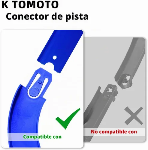 Vista 4 de Juego de 8 pistas, 4 rectas y 4 curvas, compatible con Hot Wheels Incluye giro recto, 90 grados, piezas azules para vehículos 1:64, piezas
